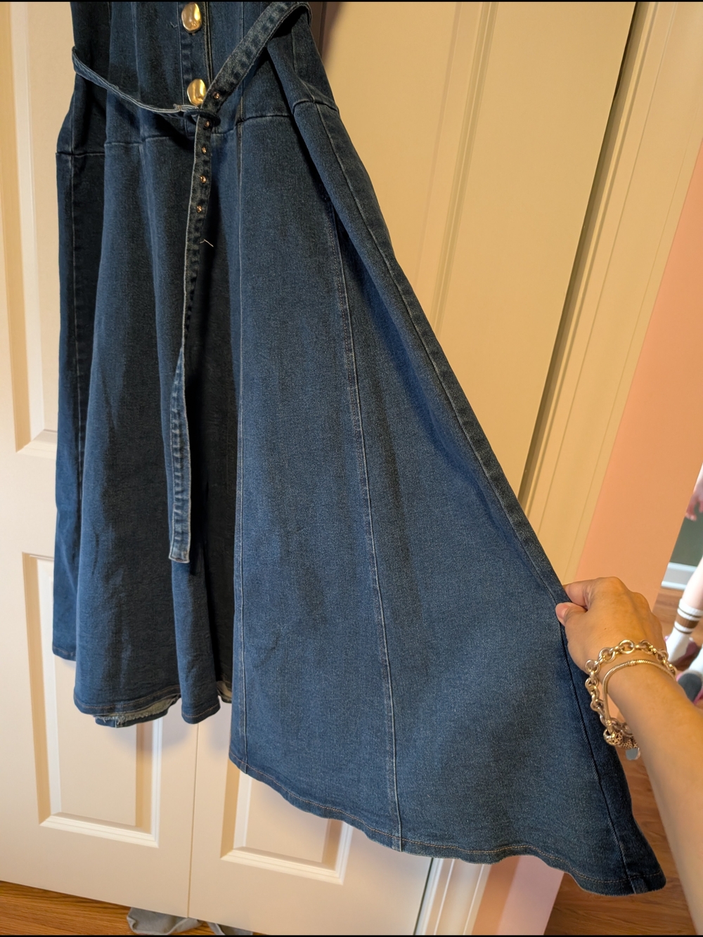 FLYING TOMATO Belted Denim Midi Dress - Picture 3 of 8